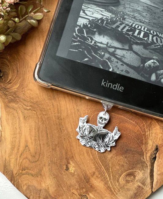 Kindle / kobo / phone charm reading Skeleton