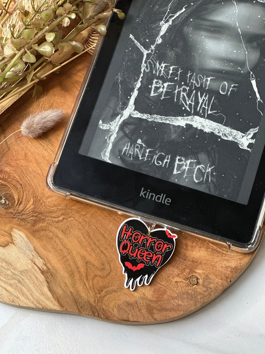 Kindle-bedel horror queen | Bookish | kindlecharm | Boekachtig cadeau | Kindle-accessoires | kindleaccessoires | USB-C-stekker | gift