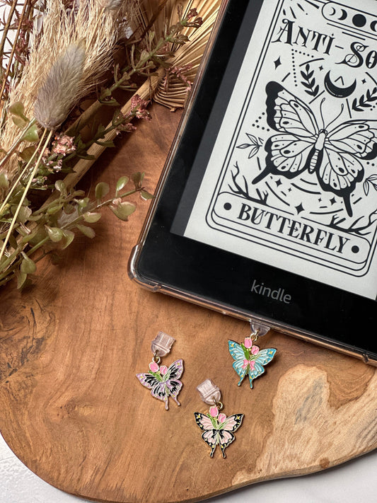 Kindle / kobo charm tullip butterfly | Bookish | kindlecharm | Boekachtig cadeau | Kindle-accessoires | kindleaccessoires | USB-C-stekker |