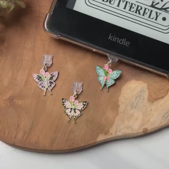 Kindle / kobo charm tullip butterfly | Bookish | kindlecharm | Boekachtig cadeau | Kindle-accessoires | kindleaccessoires | USB-C-stekker |