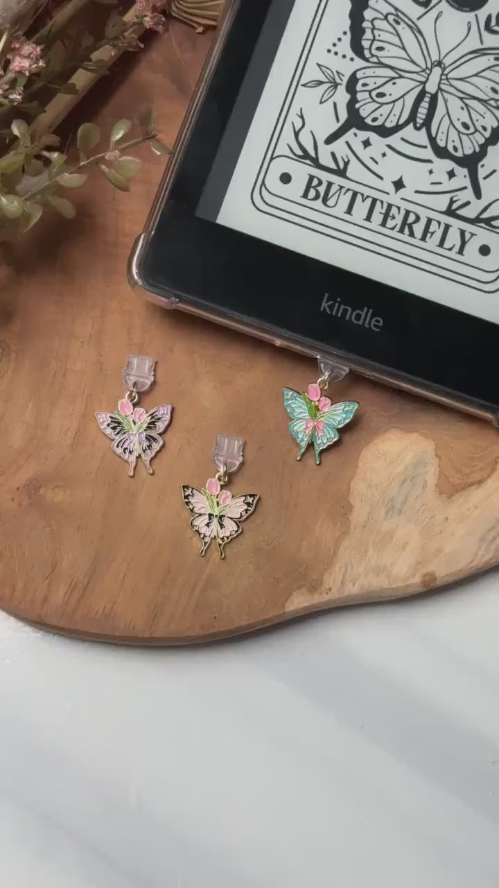 Kindle / kobo charm tullip butterfly | Bookish | kindlecharm | Boekachtig cadeau | Kindle-accessoires | kindleaccessoires | USB-C-stekker |